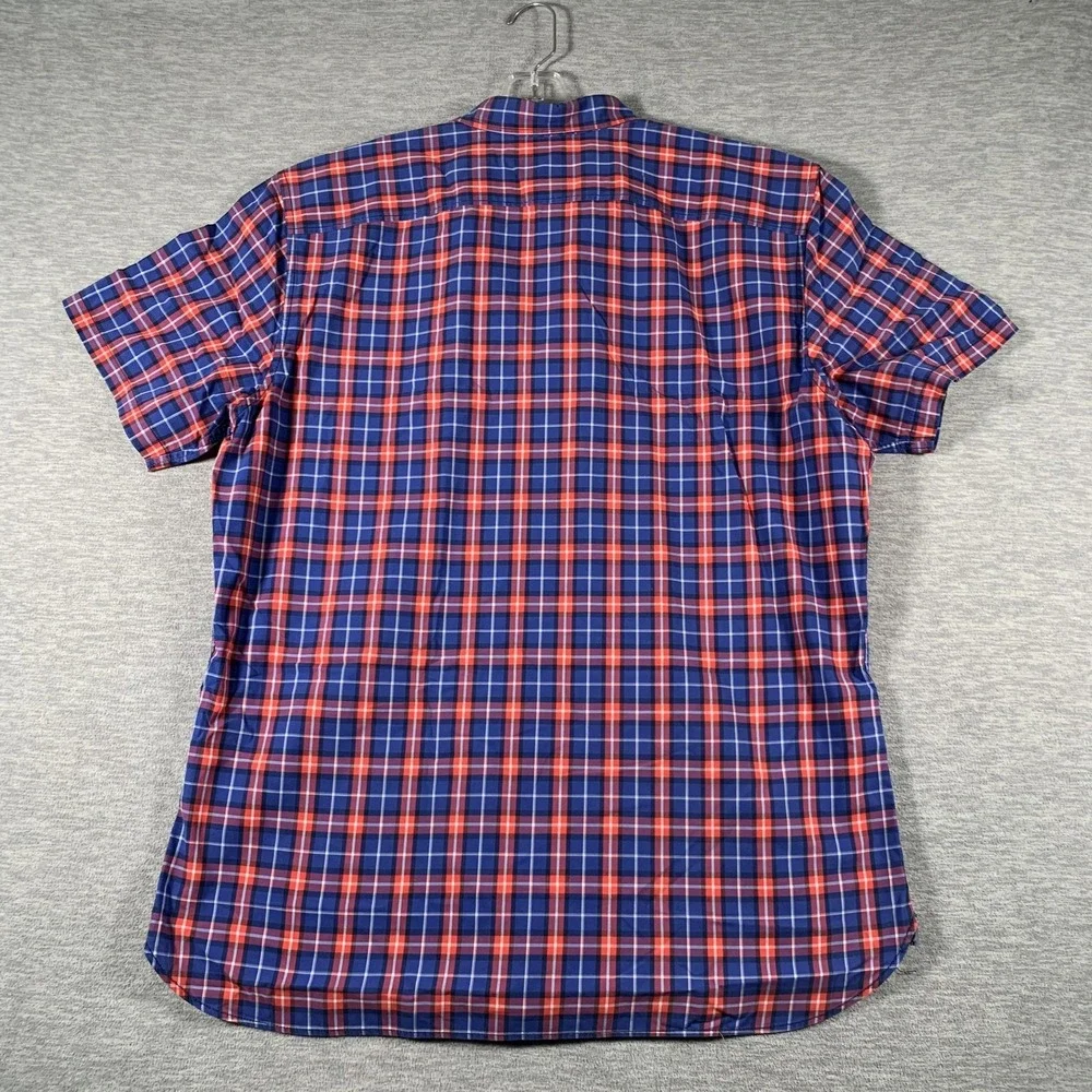 Banana Republic Shirt Mens XL‎ Blue Red Plaid Grant Fit Button-Down Short Sleeve